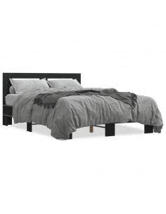 Giroletto Nero 140x190 cm in Legno Multistrato e Metallo 2