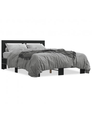 Giroletto Nero 140x190 cm in Legno Multistrato e Metallo