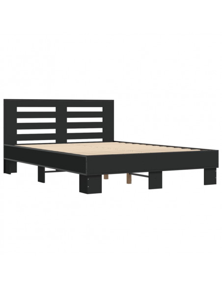 Giroletto Nero 140x190 cm in Legno Multistrato e Metallo
