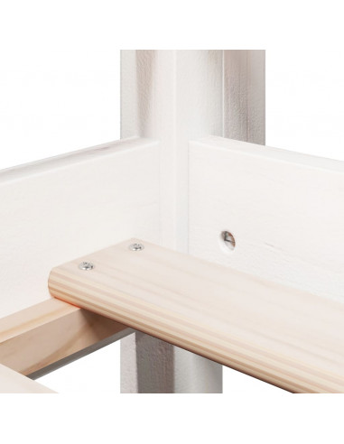 Letto a Soppalco con Tetto Bianco 90x190 cm in Legno di Pino