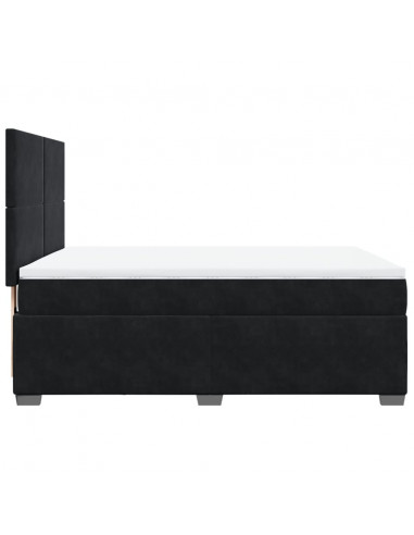 Giroletto a Molle con Materasso Nero 160x200 cm in Velluto