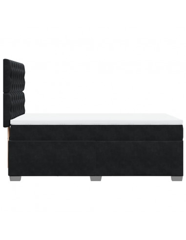 Giroletto a Molle con Materasso Nero 80x200 cm in Velluto