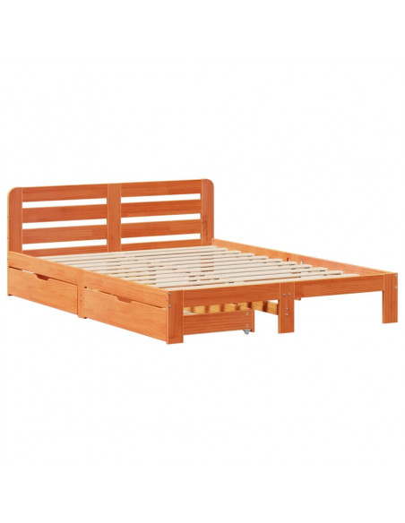 Letto senza Materasso Marrone Cera 135x190 cm in Legno di Pino