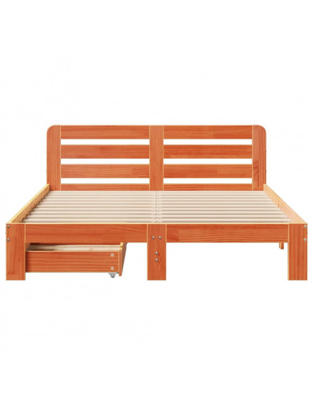 Letto senza Materasso Marrone Cera 135x190 cm in Legno di Pino