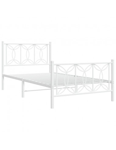 Giroletto con Testiera e Pediera Metallo Bianco 100x200 cm