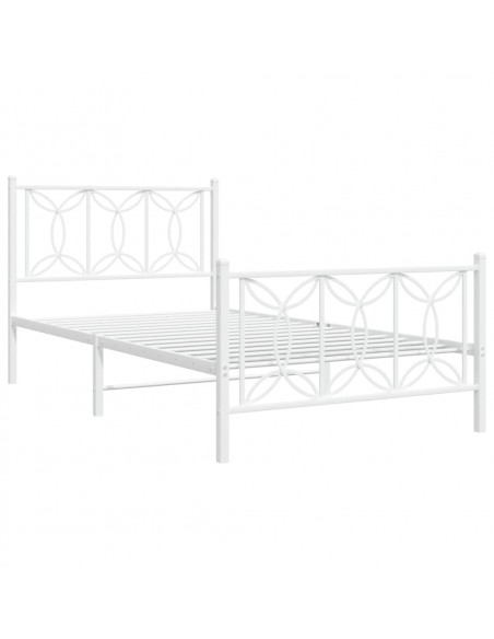 Giroletto con Testiera e Pediera Metallo Bianco 100x200 cm