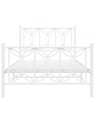 Giroletto con Testiera e Pediera Metallo Bianco 100x200 cm