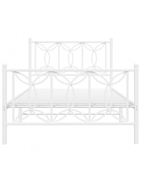 Giroletto con Testiera e Pediera Metallo Bianco 100x200 cm