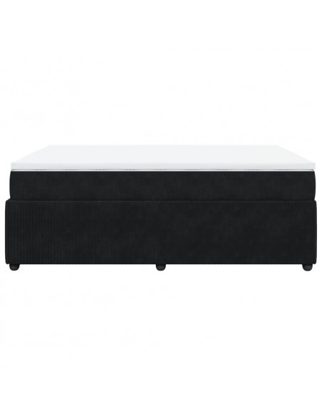 Giroletto a Molle con Materasso Nero 140x200 cm in Velluto