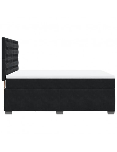 Giroletto a Molle con Materasso Nero 140x190 cm in Velluto