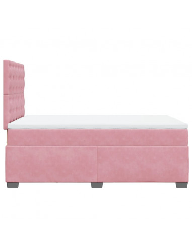 Giroletto a Molle con Materasso Rosa 120x200 cm in Velluto