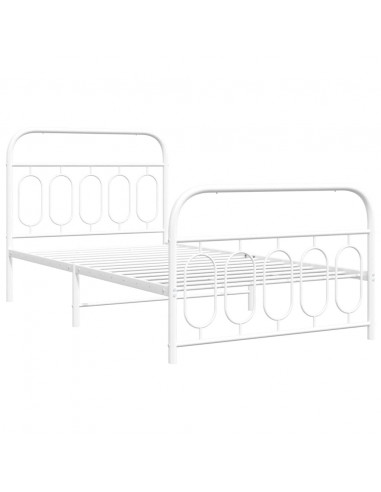 Giroletto con Testiera e Pediera Metallo Bianco 100x200 cm