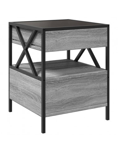 Tavolino da Salotto con LED Infinity Grigio Sonoma 40x40x51 cm