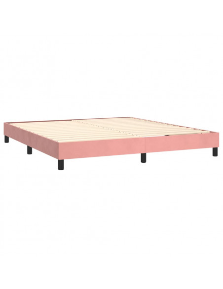 Letto a Molle con Materasso e LED Rosa 160x200 cm in Velluto