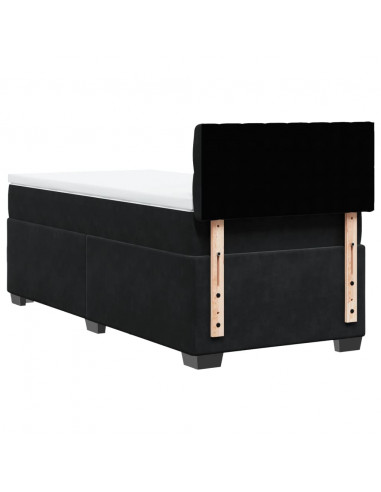 Giroletto a Molle con Materasso Nero 100x200 cm in Velluto