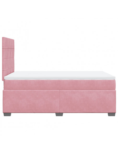 Giroletto a Molle con Materasso Rosa 120x200 cm in Velluto