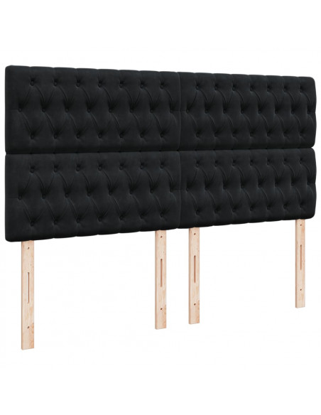 Giroletto a Molle con Materasso Nero 180x200 cm in Velluto