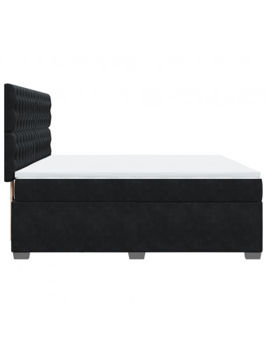 Giroletto a Molle con Materasso Nero 180x200 cm in Velluto
