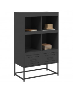 Credenza Nera 68,5x39x111,5 cm Acciaio Laminato a Freddo 2