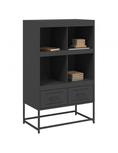 Credenza Nera 68,5x39x111,5 cm Acciaio Laminato a Freddo