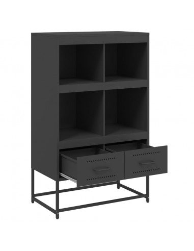 Credenza Nera 68,5x39x111,5 cm Acciaio Laminato a Freddo