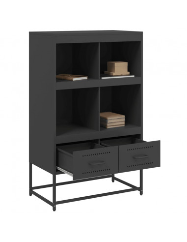 Credenza Nera 68,5x39x111,5 cm Acciaio Laminato a Freddo