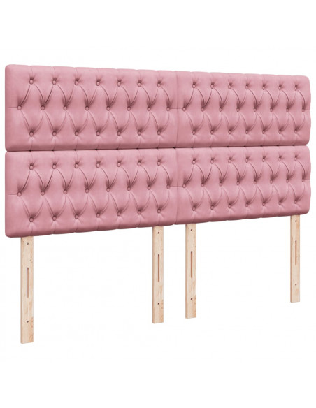 Giroletto a Molle con Materasso Rosa 200x200 cm in Velluto