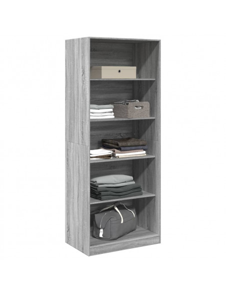 Armadio Grigio Sonoma 80x50x200 cm in Legno Multistrato