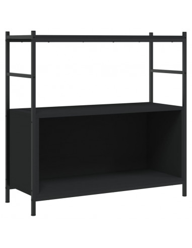 Libreria Nera 80x30x78,5 cm in Legno Multistrato e Ferro