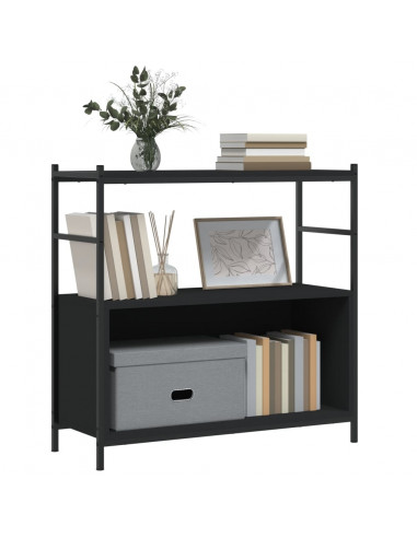 Libreria Nera 80x30x78,5 cm in Legno Multistrato e Ferro