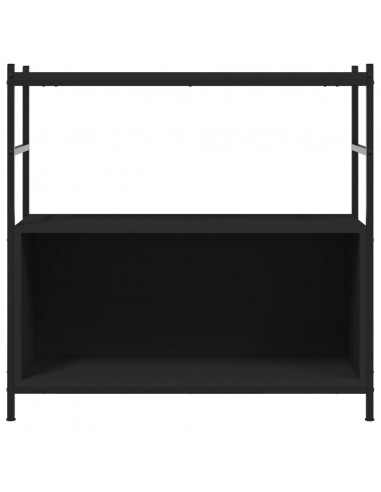 Libreria Nera 80x30x78,5 cm in Legno Multistrato e Ferro