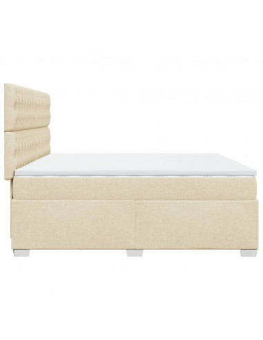 Giroletto a Molle con Materasso Crema 200x200 cm in Tessuto