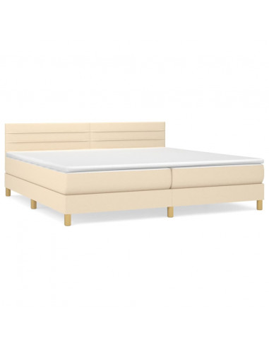 Giroletto a Molle con Materasso Crema 200x200 cm in Tessuto