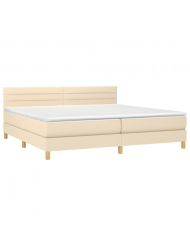 Giroletto a Molle con Materasso Crema 200x200 cm in Tessuto