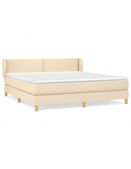 Giroletto a Molle con Materasso Crema 160x200 cm in Tessuto
