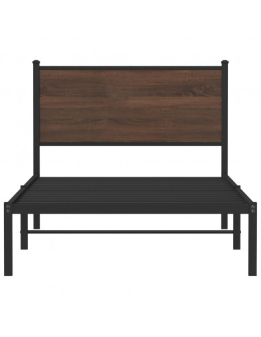 Giroletto con Testiera in Metallo Rovere Marrone 100x190 cm