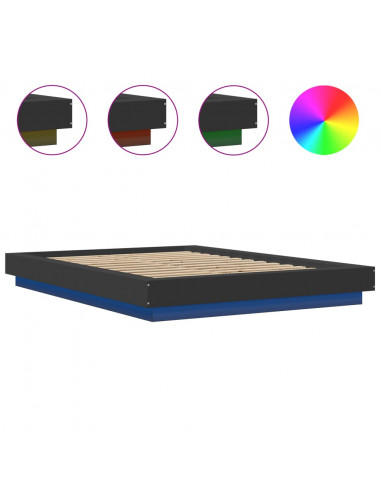 Giroletto con Luci LED Nero 120x190 cm in Legno Multistrato