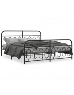 Giroletto con Testiera e Pediera Metallo Nero 193x203 cm 2