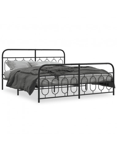 Giroletto con Testiera e Pediera Metallo Nero 193x203 cm