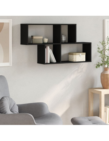 Scaffale a Parete Nero 100x20x53 cm in Legno Multistrato