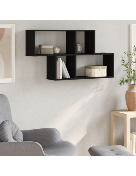 Scaffale a Parete Nero 100x20x53 cm in Legno Multistrato