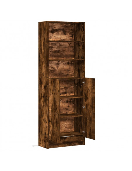 Credenza con LED Rovere Fumo 69x32,5x200 cm in Truciolato