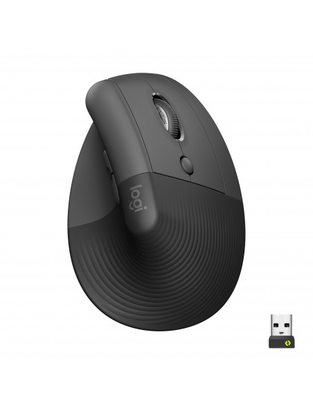 Logitech Lift Mouse Ergonomico Verticale, Senza Fili, Ricevitore Bluetooth o Logi Bolt USB, Clic Silenziosi, 4 Tasti, Compatibil