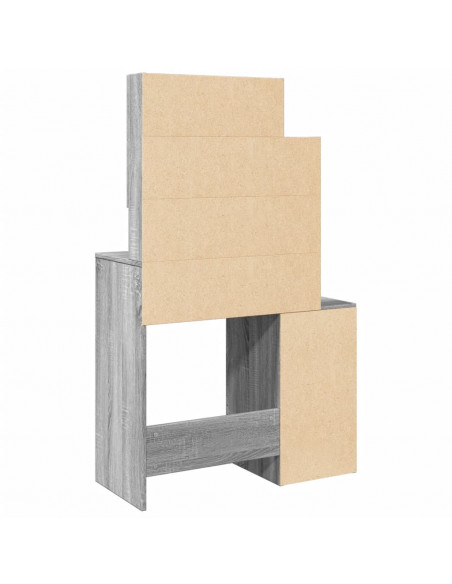Toeletta con Armadietto Grigio Sonoma 80x35x132 cm
