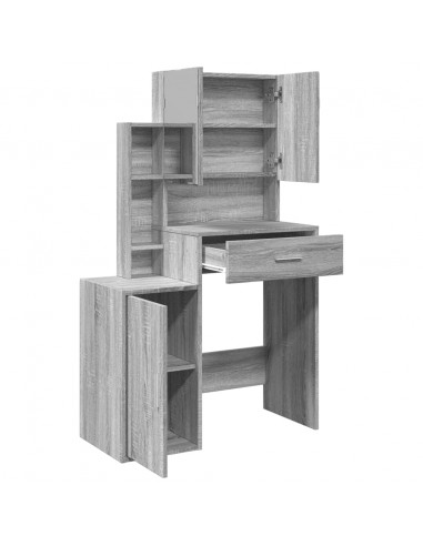 Toeletta con Armadietto Grigio Sonoma 80x35x132 cm