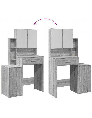 Toeletta con Armadietto Grigio Sonoma 80x35x132 cm