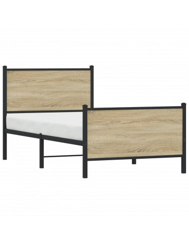 Giroletto con Testiera&Pediera Metallo Rovere Sonoma 75x190 cm