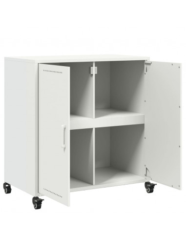 Credenza Bianca 68,5x39x72 cm in Acciaio Laminato a Freddo