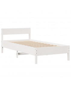 Letto senza Materasso Bianco 75x190 in Legno Massello di Pino 2