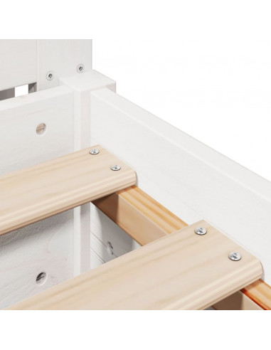 Letto senza Materasso Bianco 75x190 in Legno Massello di Pino